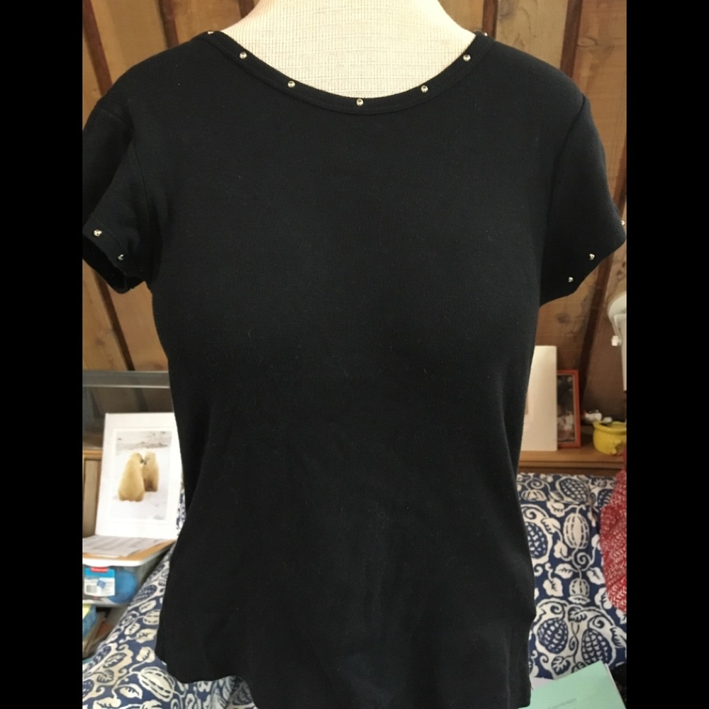 Great black tee with stud detailing!